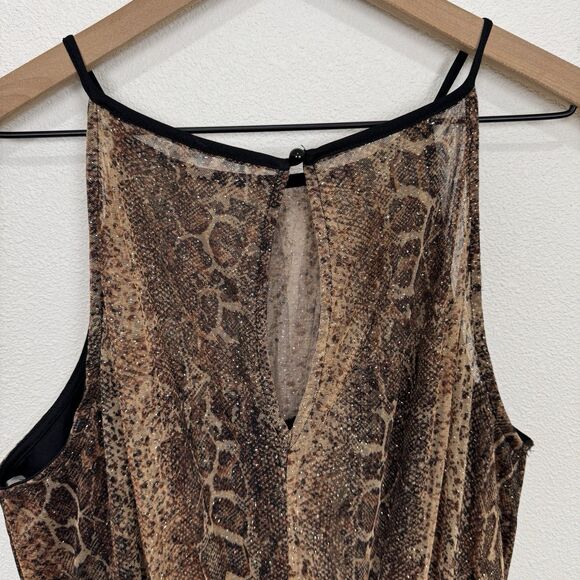 Vtg Candalite Dress Womens Medium Brown Sparkle Maxi Cocktail Event Tulle Ruched - Picture 10 of 16